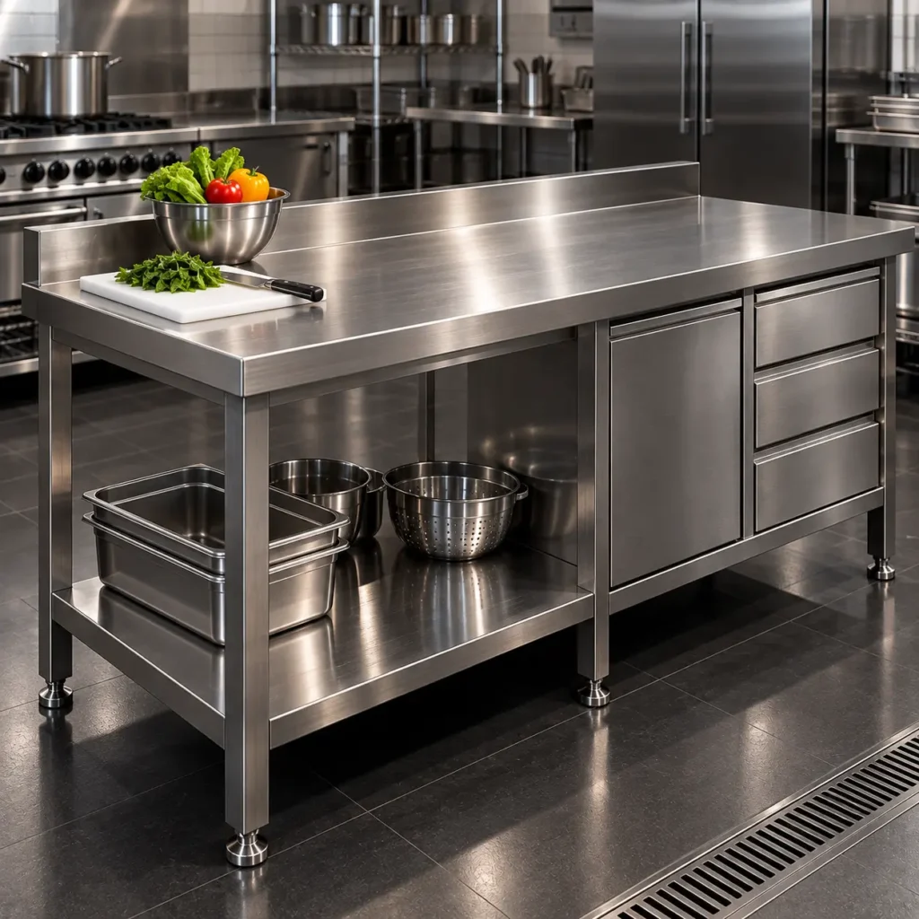 mesa inox com tampo liso