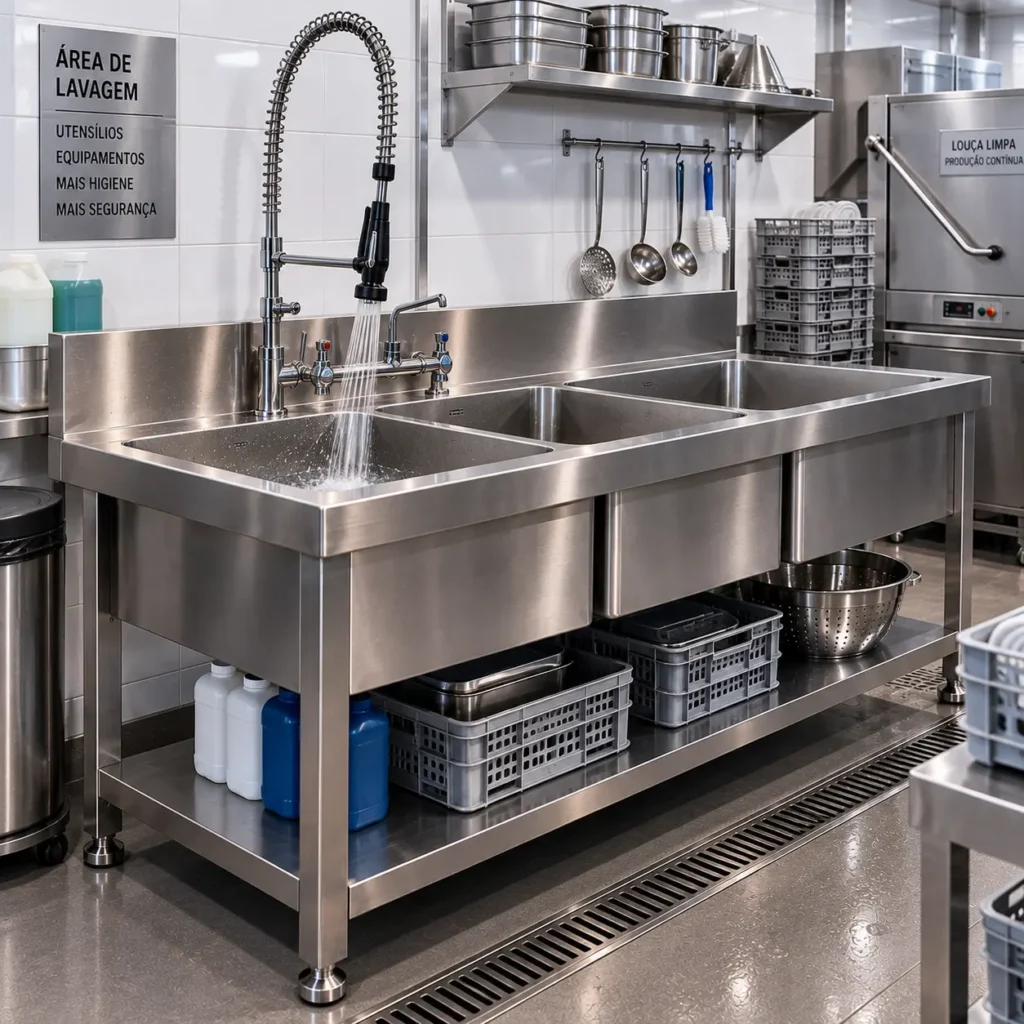 bancada de aco inox com rodizios
