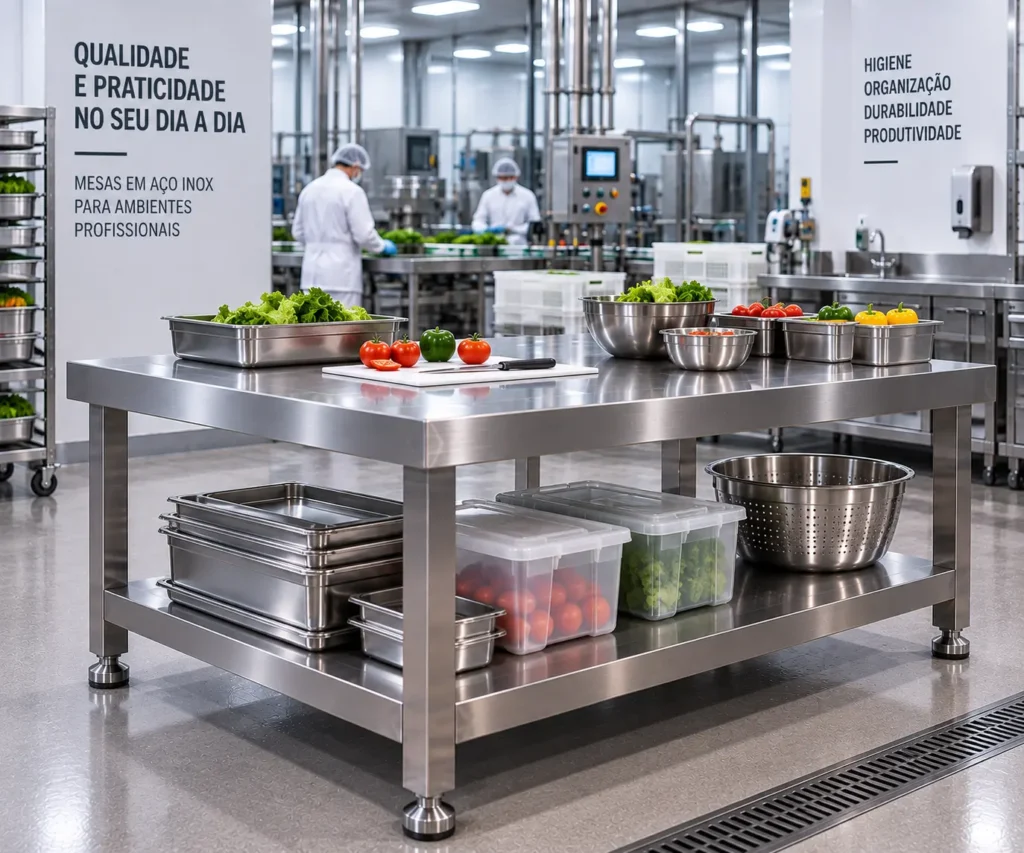 bancada de aco inox com rodizios