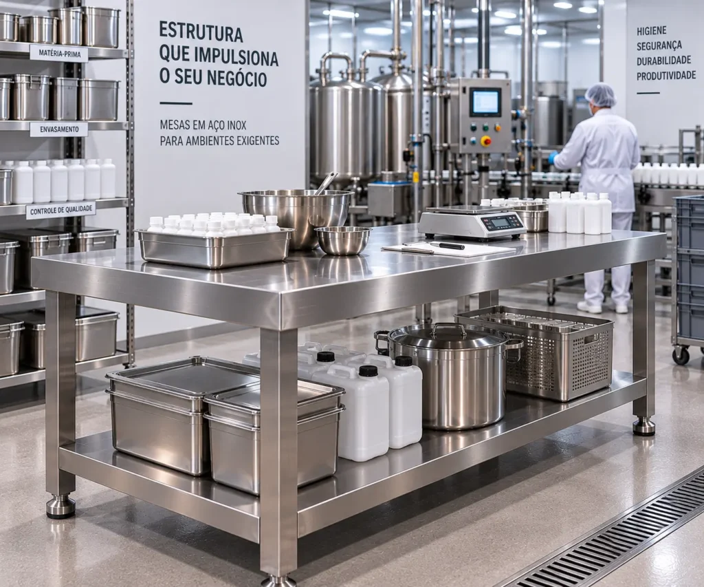 mesa inox com tampo liso