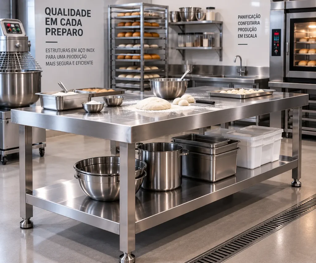 mesa de apoio inox para equipamentos